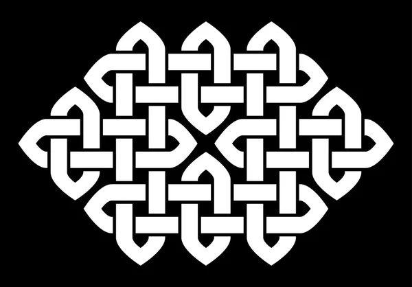 Asian (Chinese, Korean or Japanese) or Celtic style knot. Monochromatic vector illustration. White knot on black background, isolated. — Stockvector