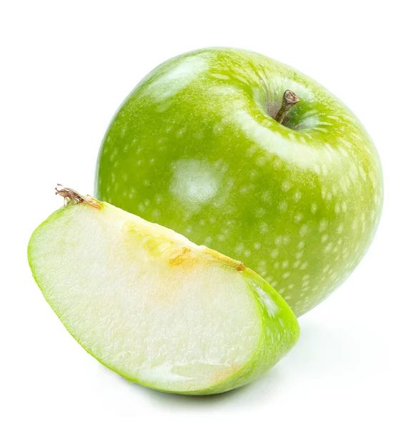 Manzana Fresca Madura Con Fondo Blanco Aislado Rodajas — Foto de Stock