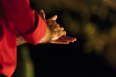Close up of the clasped hands of a male flamenco dancer clipart