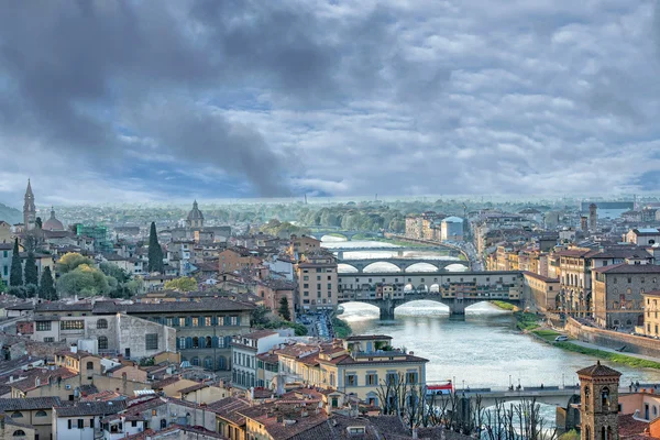 Florence ponte vecchio-zonsondergang — Stockfoto