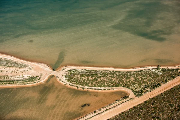 Vista aérea salina en la bahía de tiburones Australia —  Fotos de Stock