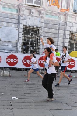 Genoa, İtalya - Nisan, 24 2016 - yıllık sigara rekabetçi Maratonu
