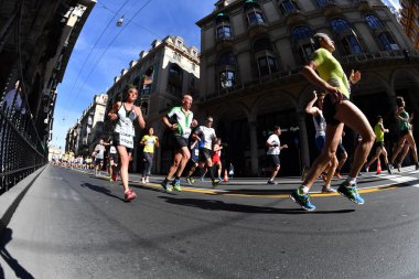 Genoa, İtalya - Nisan, 24 2016 - yıllık sigara rekabetçi Maratonu