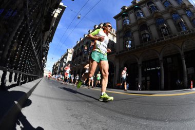 Genoa, İtalya - Nisan, 24 2016 - yıllık sigara rekabetçi Maratonu