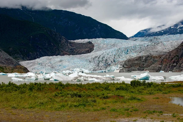 Mendenhall gletsjer landschapsmening panorama — Stockfoto