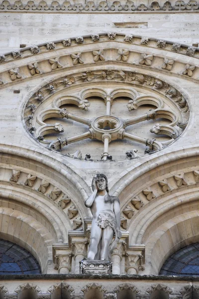 Notre dame fachada estátua detalhe — Fotografia de Stock