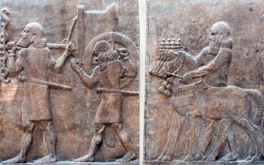 Ancient Babylonia and Assyria bas relief clipart