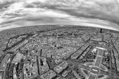 Paris hava görünümünü manzara panorama b&w içinde