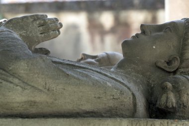 PARIS, FRANCE - MAY 2, 2016:  Abelard and Heloise tomb in Paris in the historic Pere Lachaise Cemetery.