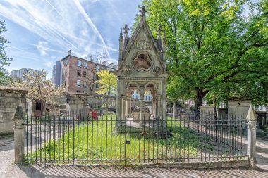 PARIS, FRANCE - MAY 2, 2016:  Abelard and Heloise tomb in Paris in the historic Pere Lachaise Cemetery.