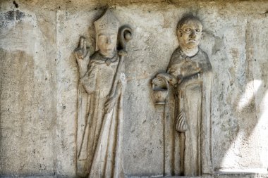 PARIS, FRANCE - MAY 2, 2016:  Abelard and Heloise tomb in Paris in the historic Pere Lachaise Cemetery.