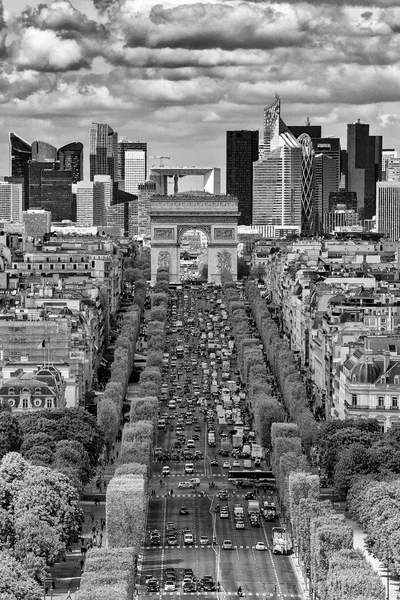 Vista aérea de París paisaje panorama en b & w — Foto de Stock