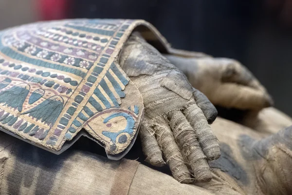 Egyptische mummie hand close-up — Stockfoto