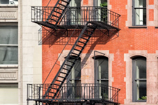 New york manhattan buildings detail of fire staircase — Stock Photo, Image