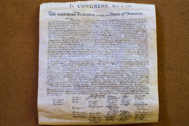 Bağımsızlık Bildirgesi 4 Temmuz 1776 yakın çekim