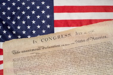 Declaration of independence 4th july 1776 on usa flag clipart