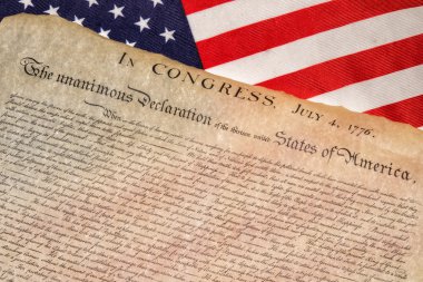 Declaration of independence 4th july 1776 on usa flag clipart