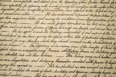 Bağımsızlık Bildirgesi 4 Temmuz 1776 yakın çekim