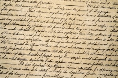 Bağımsızlık Bildirgesi 4 Temmuz 1776 yakın çekim