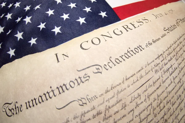 Declaration of independence 4th july 1776 on usa flag