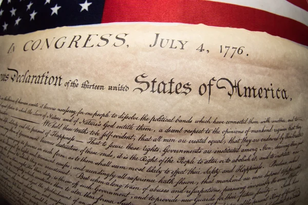 Dichiarazione di indipendenza 4 luglio 1776 sulla bandiera degli Stati Uniti — Foto Stock