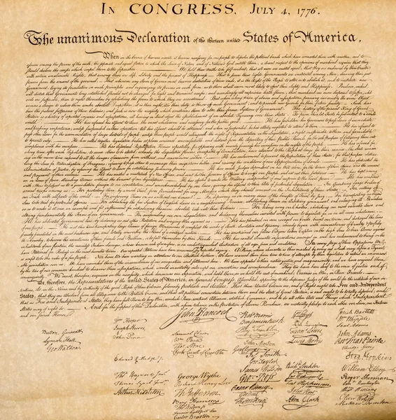 Declaration of independence 4th july 1776 close up — Stock Photo, Image