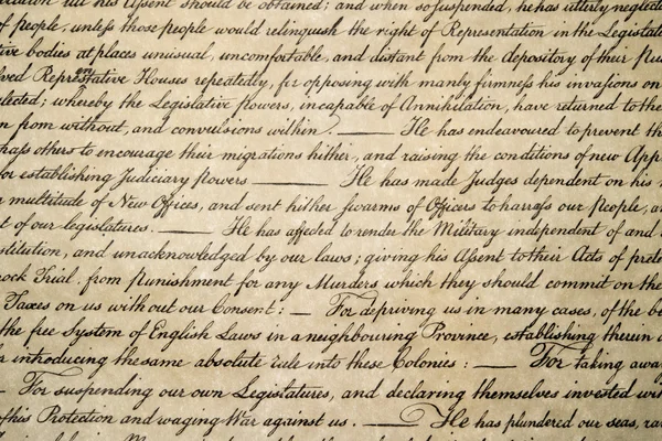 Självständighetsförklaringen 4: e juli 1776 på nära håll — Stockfoto