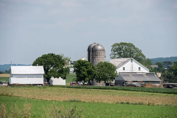 Grão silo metálico em Lancaster Pensilvânia amish país — Fotografia de Stock