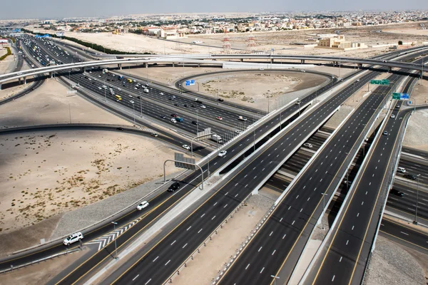 Dubaj miasta z lotu ptaka panorama autostrady — Zdjęcie stockowe