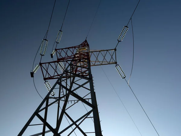 Högspänning Elektrisk Stolpe Kabel Detalj — Stockfoto