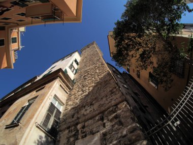 Genoa Embriaci Kulesi Eski kasaba ortaçağ manzarası