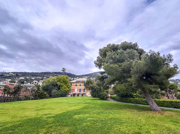 Genoa Nervi District Park Old Building Cloudy Day — Stock Photo, Image
