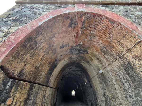 Velha Ferrovia Abandonada Túnel Entre Varazze Cogoleto Ligúria Itália Transformada — Fotografia de Stock