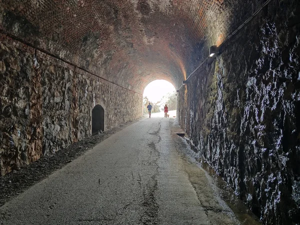 Antiguo Túnel Ferrocarril Abandonado Entre Varazze Cogoleto Liguria Italia Transformado —  Fotos de Stock