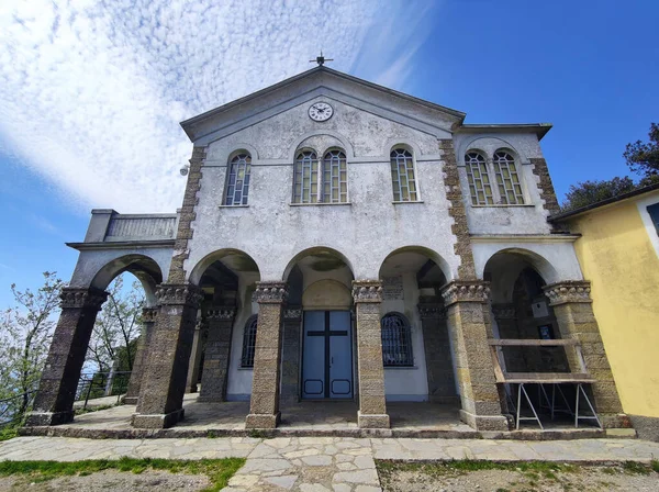 Madonna Del Caravaggio Ancienne Abbaye Ligurie Recco Italie Sommet Colline — Photo