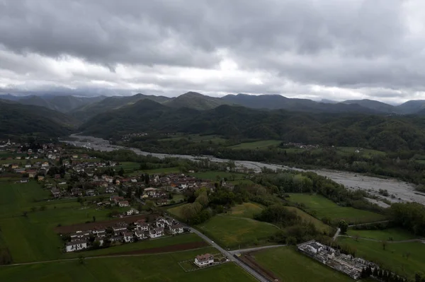 Borghetto di Borbera Pemonte İtalya Köyü hava manzarası