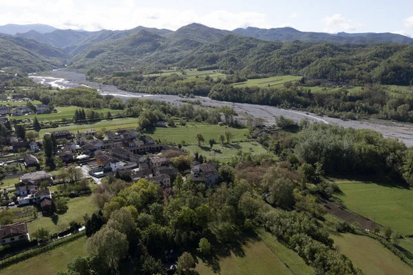 Borghetto Borbera Pemonte Talya Köyü Hava Manzarası — Stok fotoğraf