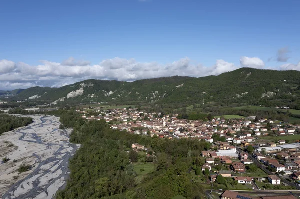 Borghetto Borbera Pemonte Italien Dorf Luftaufnahme Landschaft — Stockfoto