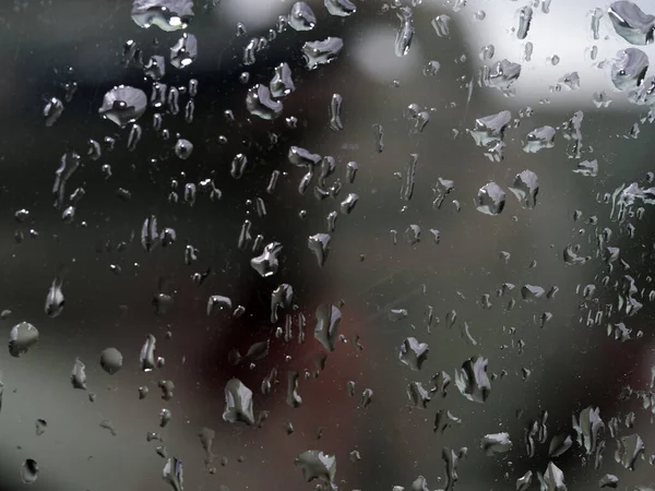 Gotas Agua Lluvia Sobre Superficie Metálica Azul Detalle — Foto de Stock