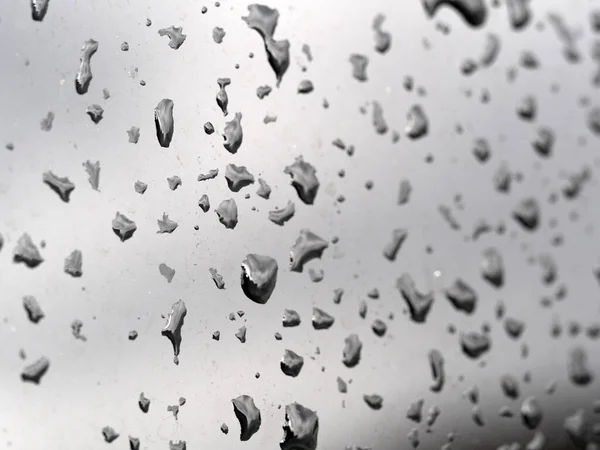 Gouttes Eau Pluie Sur Détail Surface Métallique Bleu — Photo