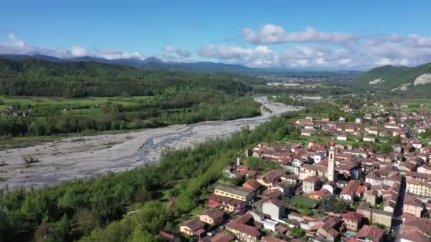 Borghetto Borbera Pemonte Italië Dorpsantenne Uitzicht Panorama Landschap — Stockvideo