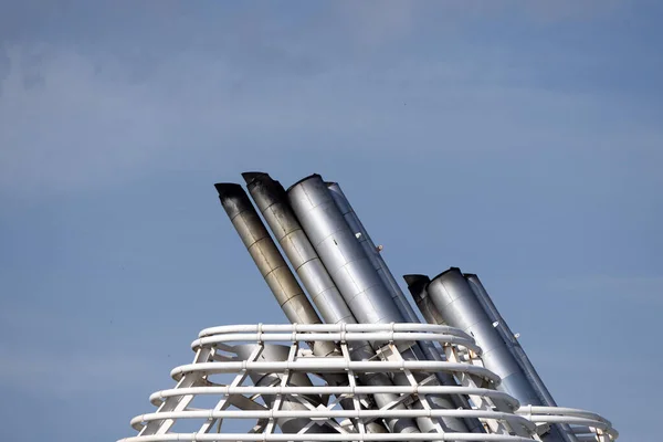 Ferry Ship Chemney Harbor Operation Close Detail — Stock Photo, Image