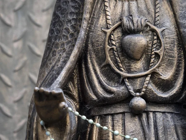 Heilige Madonnenherz Statue Detail Aus Nächster Nähe — Stockfoto