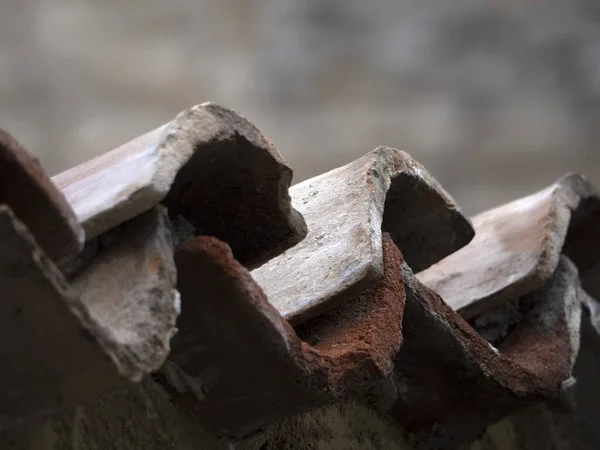 Many Old Roof Italian Tiles Detail — Stock Photo, Image