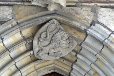 Prag Kubbesi 'ndeki Bohemya amblem portalı bina detaylarını kapatın.