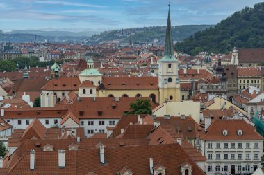 Prag şehri hava manzaralı panorama