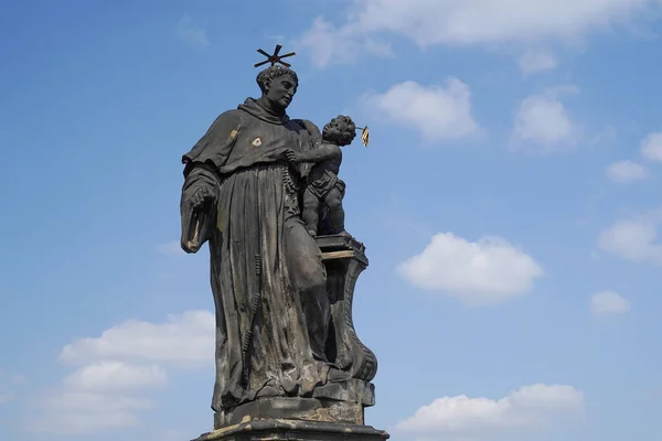 Prager Karlsbrücke Statue Detailansicht Panorama — Stockfoto