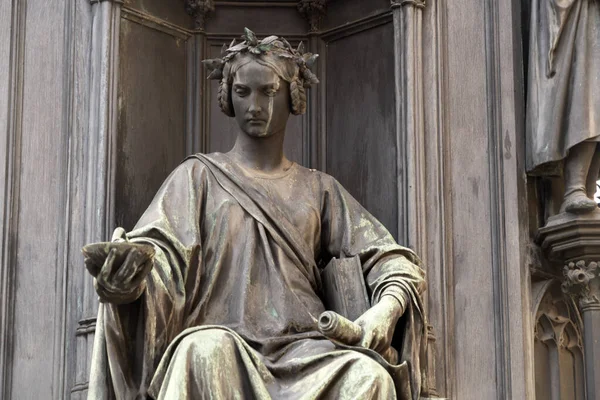 Prague Charles Bridge Statue Detail View Panorama — Stock Photo, Image