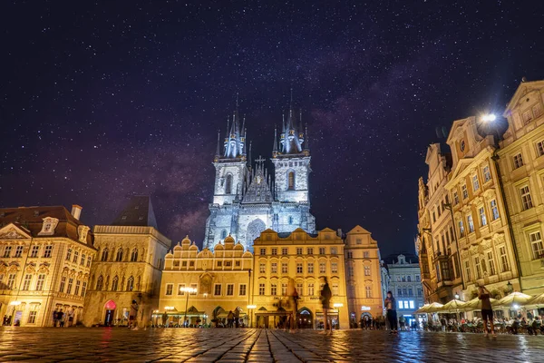 Praga Cidade Velha Cidade Praça Noite Vista Panorama — Fotografia de Stock