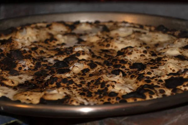 Ligurië Recco Focaccia Kaas Italiaanse Traditionele Platte Brood Oven Gebakken — Stockfoto
